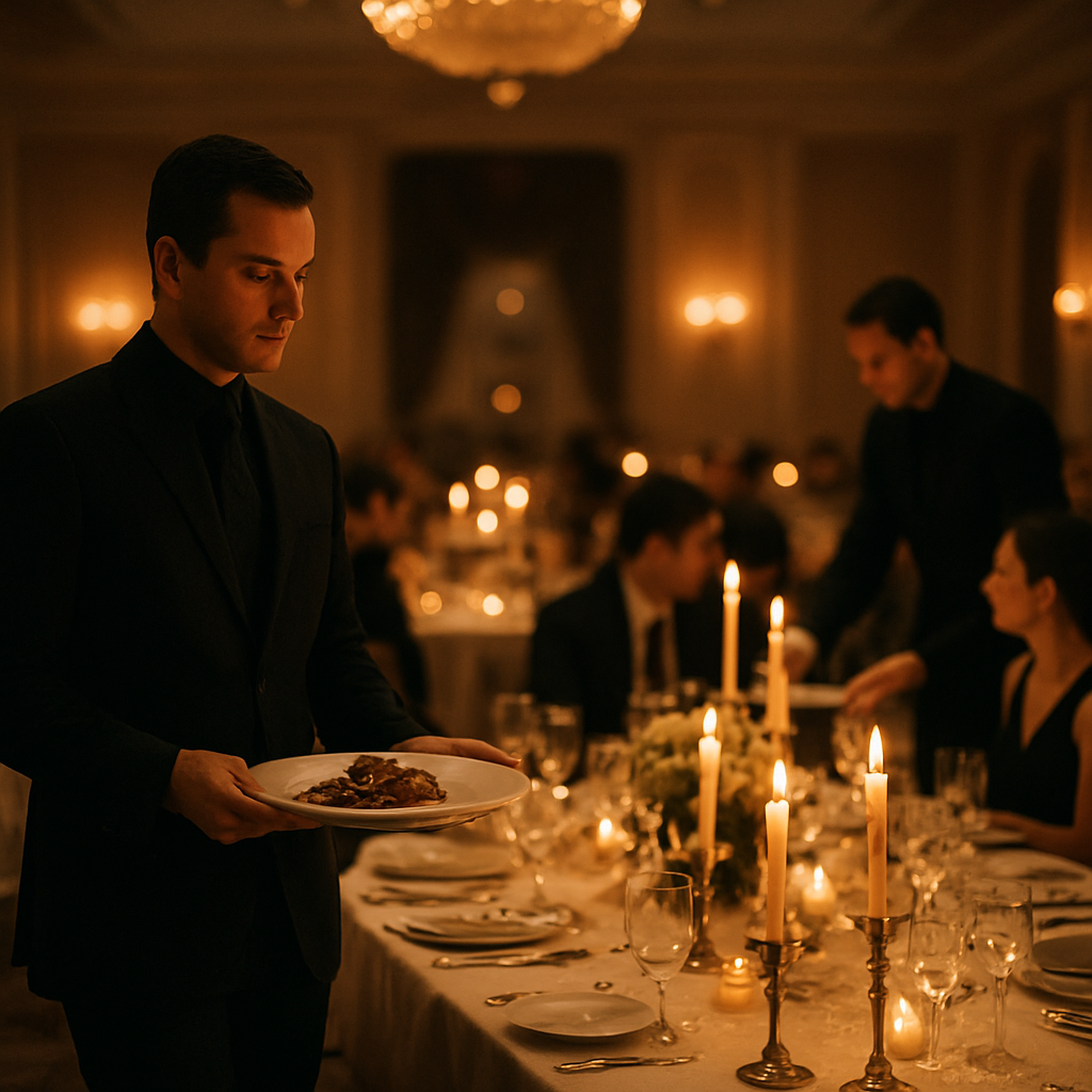 Servicio de banquete elegante atendido por personal profesional de Hospes